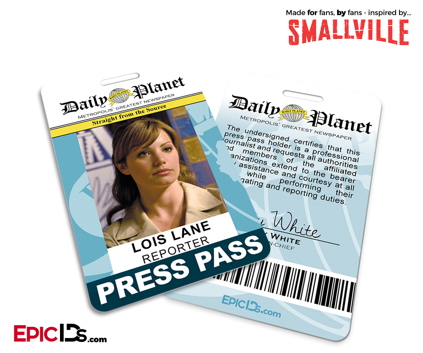 Smallville Tv Series Inspired Daily Planet Press Pass Lois Lane Epic Ids