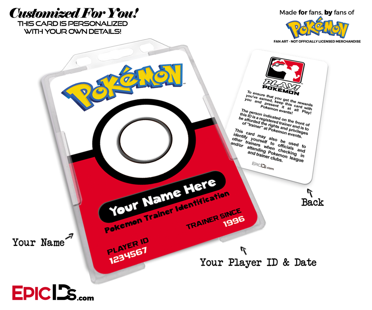 Pokemon Inspired Pokemon Player ID Badge [Personalized] - Epic IDs