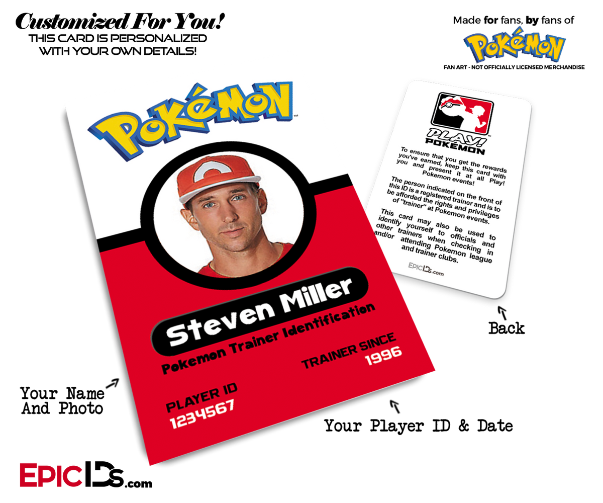 Pokemon Inspired Pokemon Player Photo ID Badge [Photo Personalized