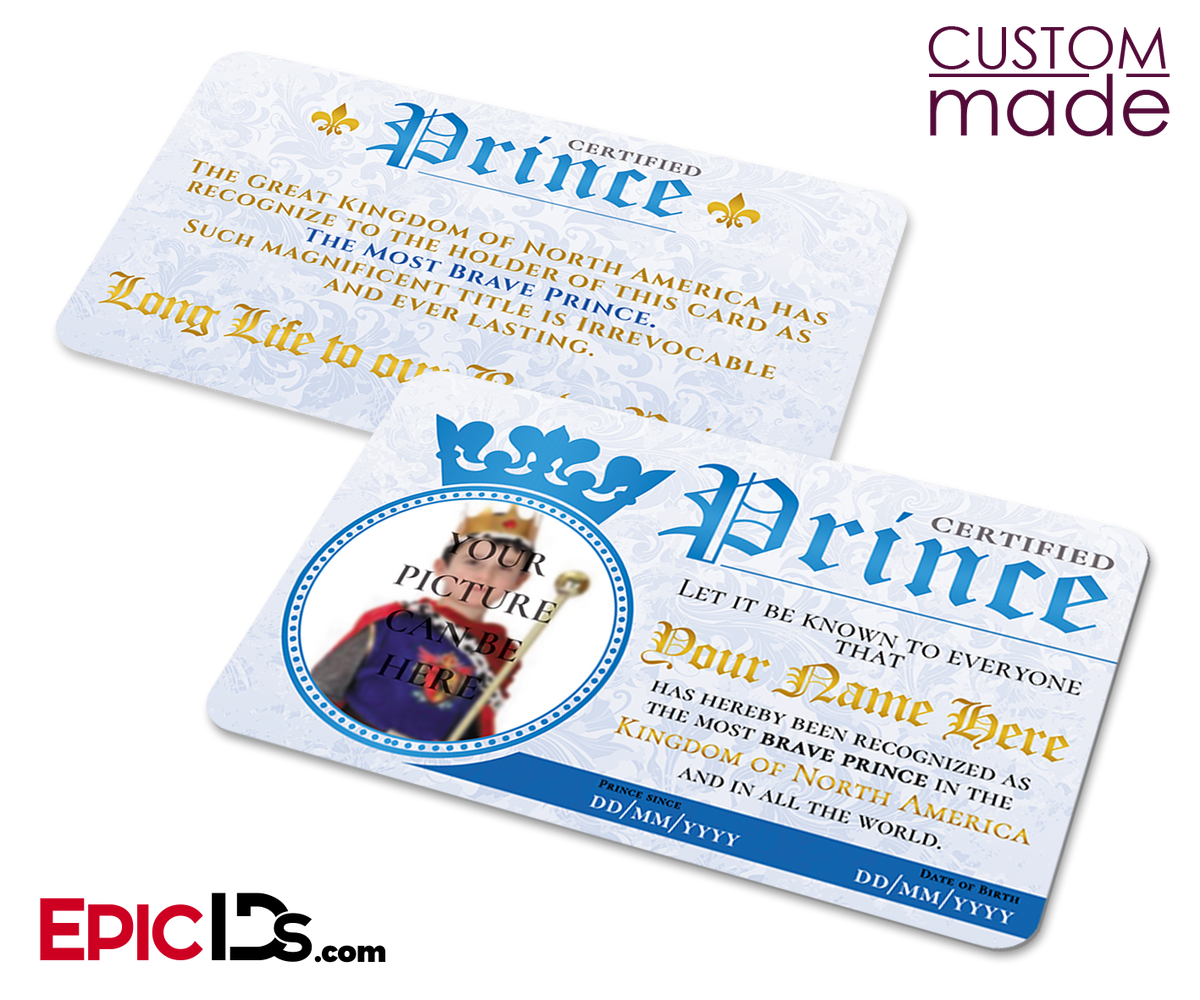 Certified Prince ID Card [Photo Personalized] - Epic IDs